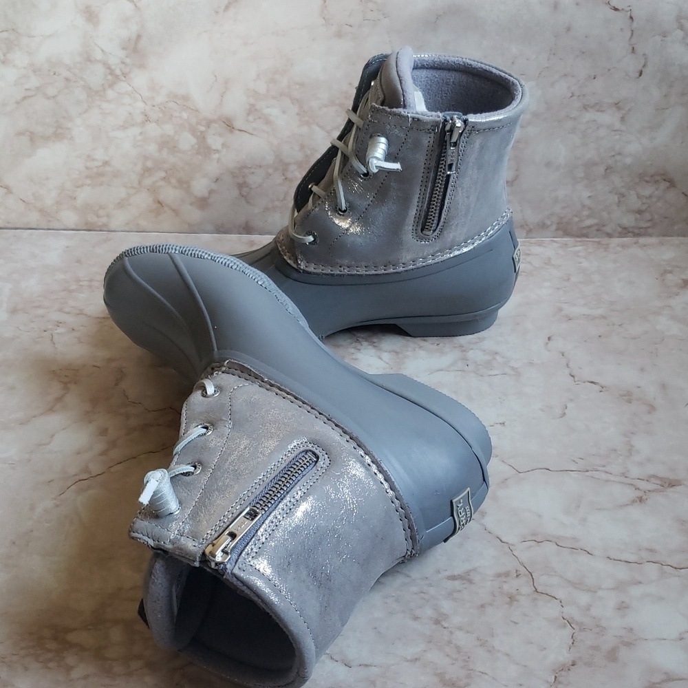 Sperry Gray Duck Rain Winter Women Boots Size 8.5 - Picture 6 of 8